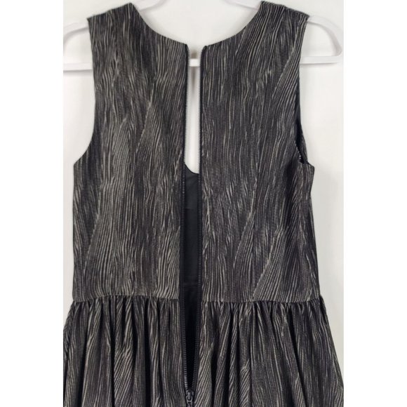 A|X Armani Exchange Dress Womens 6 Black Gray Fit Flare Ruffled V Neck Cocktail - Picture 9 of 16